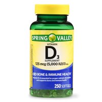 Spring Valley Vitamin D3 Softgels, 5000 IU, 250 Count