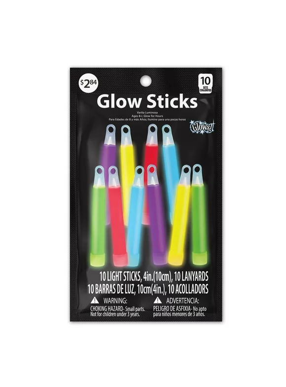 Vendor Labeling Halloween 4" Multi-Color Glow Sticks, 10ct 7.75in.x4.62in.x1.12in., 112g