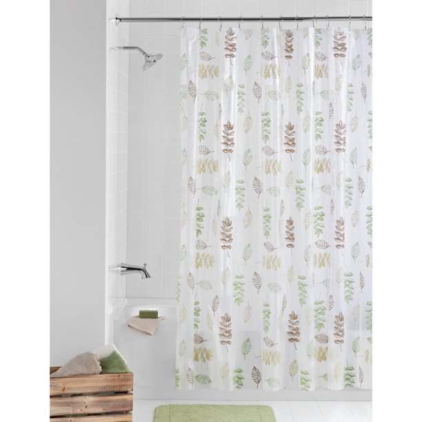 Mainstays Peva Shower Curtain Bathroom, Mainstays Fabric Shower Curtain With Hooks