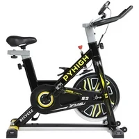 PYHIGH Indoor Cycling Bike Belt Drive Stationary Bicycle Exercise Bikes with LCD Monitor for Home Cardio Workout Bike Training- Black.