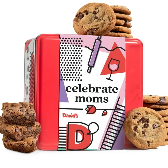 David’s Cookies Mother's Day Gift Gluten Free Cookies and Brownies Combo In A Celebrate Moms Themed Tin Gift Box | Fresh Baked Delicious Gourmet Cookies and Brownies For Everyone (2 Lbs )