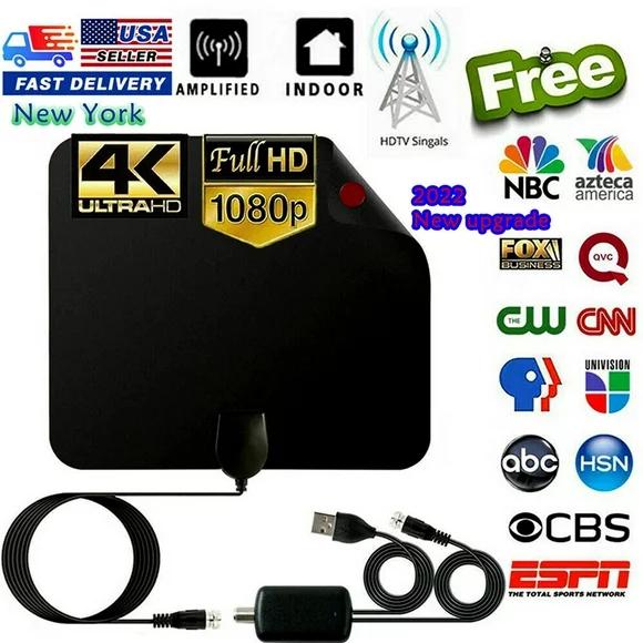 HDTV 1080P DIGITAL INDOOR ANTENNA IMPROVED SEEN ON TV CLEAR HD AMPLIFIED SIGN