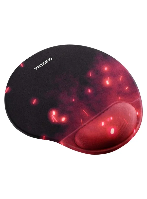 Mouse Pad with Gel Wrist Rest, Mousepad with Non-Slip PU Base Mouse Mat Red