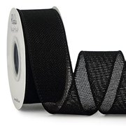 Ribbli Black Burlap Wired Ribbon,1-1/2 Inch x 10 Yard, Wired Edge Ribbon for Big Bow,Wreath,Tree Decoration,Outdoor Decoration
