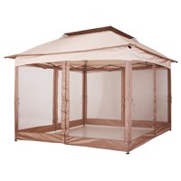 Outsunny 11' x 11' Outdoor 2-Tier Top Folding Portable Pop Up Gazebo with Zippered Netting