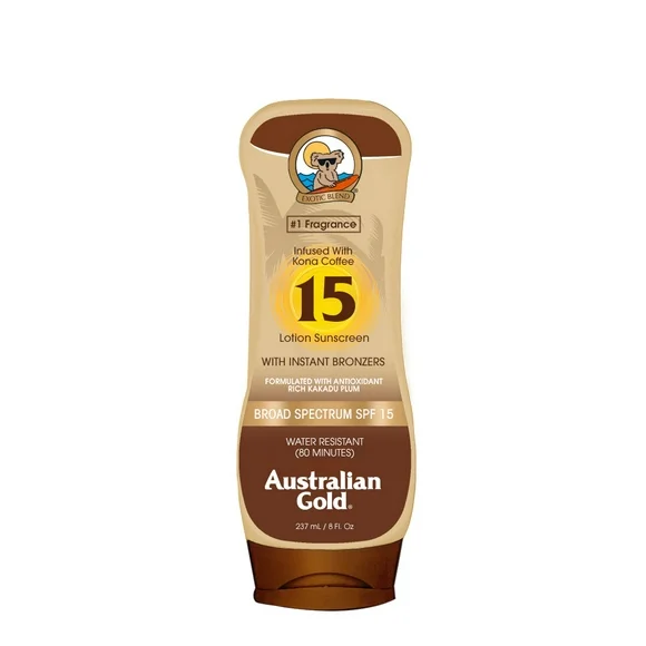 Australian Gold SPF 15 Lotion Sunscreen w/ Instant Bronzers, 8 FL OZ