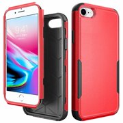 Apple iPhone SE 2nd Generation Phone Case 3 in 1 TUFF Hybrid Impact Armor PC & Soft TPU Silicone Rubber Heavy Duty Rugged Bumper Shockproof Full Body Frame Protective RED Cover for iPhone SE (2020)