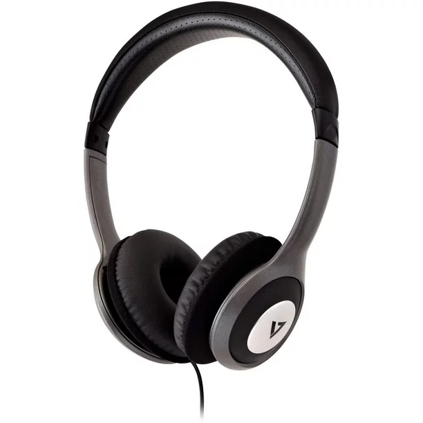 V7 Deluxe Stereo Headphones with Volume Control, Black