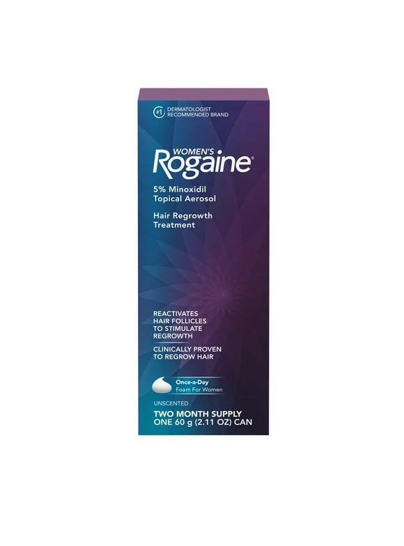 ROGAINE Women's 5% Minoxidil Foam Hair Loss & Regrowth Treatment, 2-Month Supply, 2.11 oz