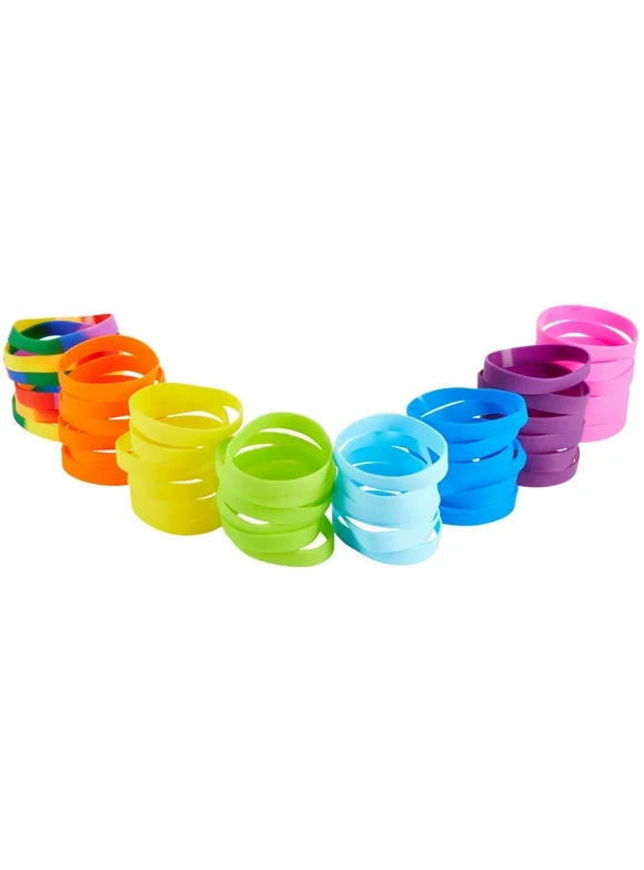 48 Pack Multi-Colored Silicone Bracelets Bulk Set for Sports Teams, Games, Colored Wrist Bands for Sublimation, 8 Colors, 8 in