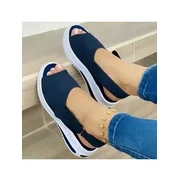 Daeful Fashion Women Peep Toe Sandals Platform Casual Outdoor Shoes Comfortable Magic Tape