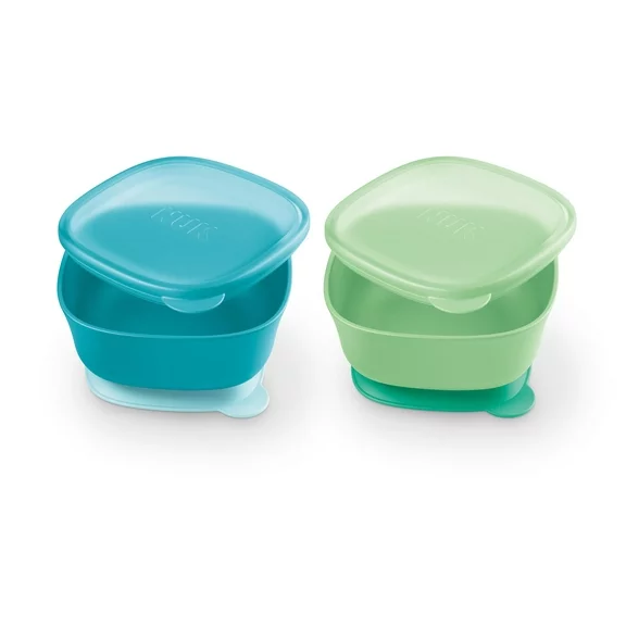 NUK Suction Bowl and Lid, Assorted Colors, 2 Pack, 6  Months