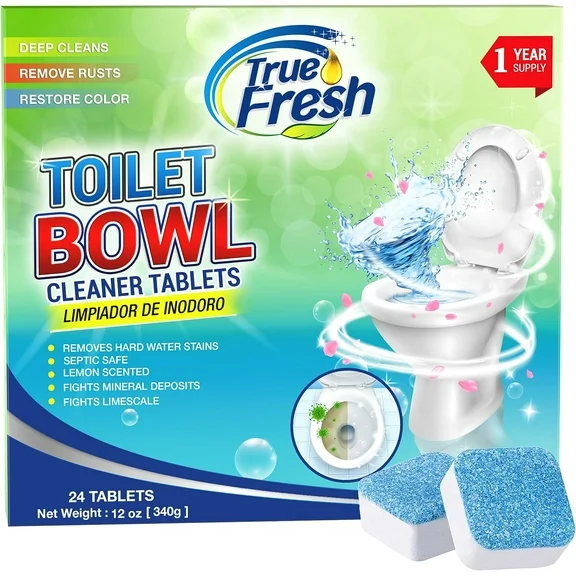 True Fresh Toilet Bowl Cleaner Tablets 24 Pack - True Alternative to Traditional Toilet Cleaner Gels, Liquids, and Pods - Toilet Bowl Tablets for Sparkling Clean Toilet Bowl