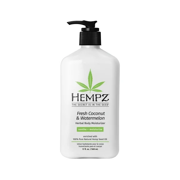Hempz Fresh Coconut & Watermelon Herbal Body Moisturizer Lotion for Dry Skin, 17 fl oz