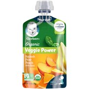 (Pack of 12) Gerber Organic 2nd Foods Veggie Power, Squash Pear Peach with Basil, 3.5 oz Pouch