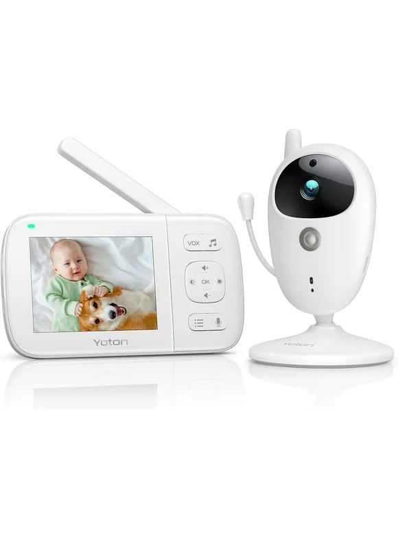 Yoton Baby Monitor with Camera,  3.5-inch LCD Screen Home Security, 2.4GHz Wireless Digital Transmission, VOX Mode, Temperature Sensor, Night Vision, 8 Lullabies, Two Way Talk