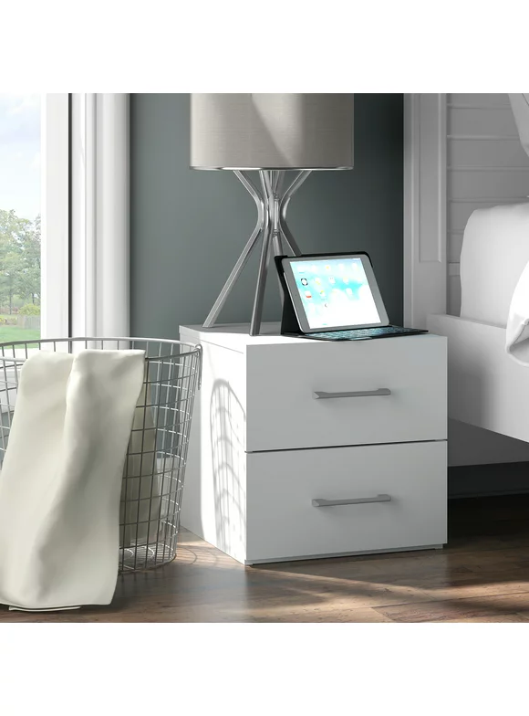 Lundy Low Profile Nightstand with USB, White, by Hillsdale Living Essentials