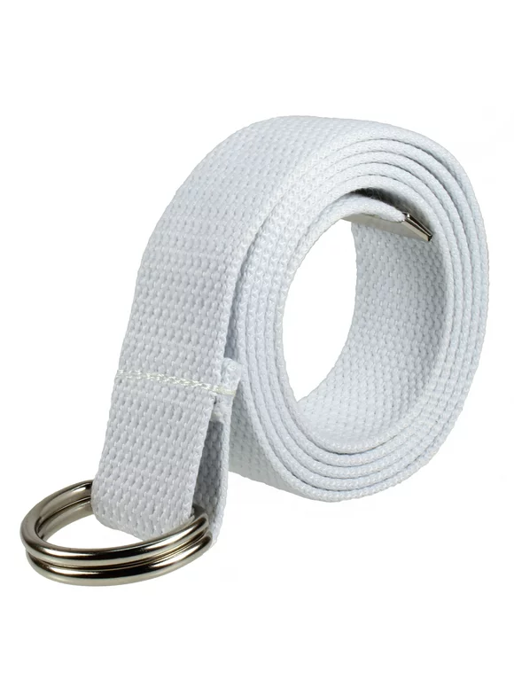 Gelante Canvas Web D Ring Belt Silver Buckle Military Style for men & women 1 or 3 pcs&nbsp;2052-White (S/M)