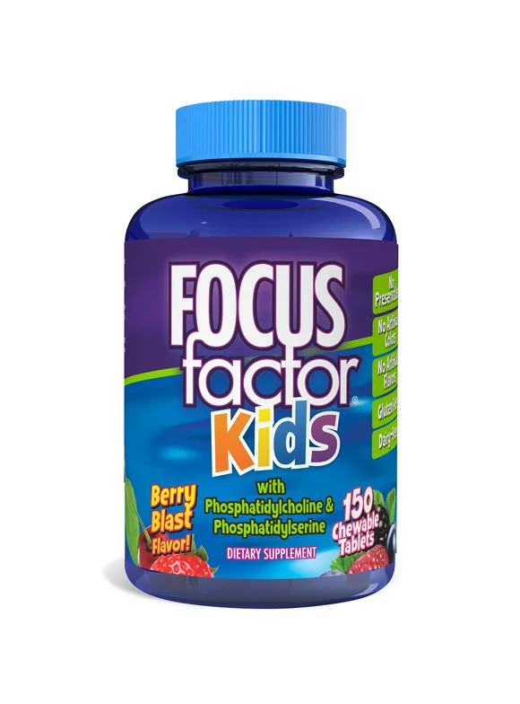 Focus Factor Kids Chewable Daily Vitamin, 150 Count, Brain Health Support with Vitamin B12, C & D3 - Kids Vitamin Ages 4+