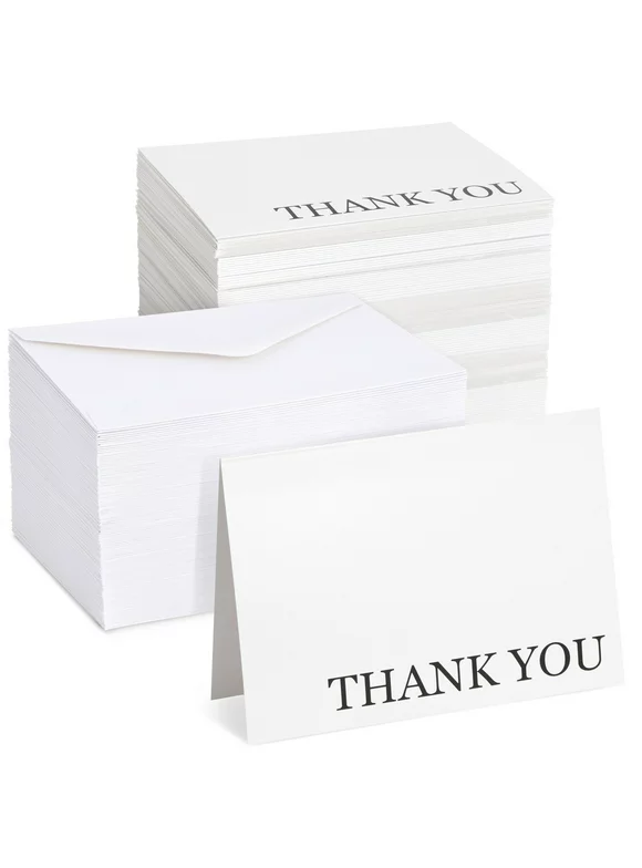 120 Pack Thank You Cards with Envelopes, Bulk, Black and White, for Weddings, Bridal Showers, Graduations, Notes, 5 x 4 in