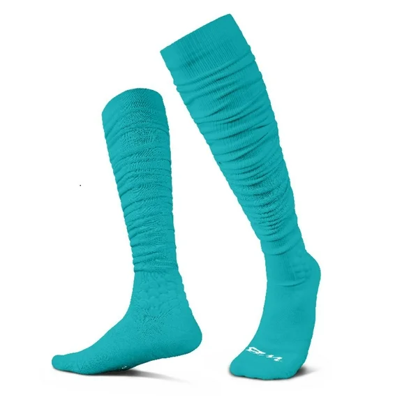 We Ball Sports Scrunch Football Socks, Extra Long Padded Sports Socks for Men & Boys (Aqua, XL)
