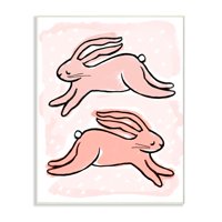 The Stupell Home Decor Collection Pink Ink Watercolor Bunnies Wood Wall Art