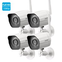 Zmodo Wireless Security Camera System (4 pack) Smart Full HD Outdoor WiFi IP Cameras with Night Vision (Renewed)