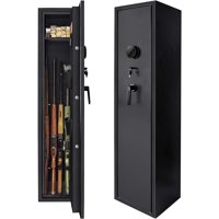 5-Gun Rifle Gun Safe, Quick Access Electronic Gun Safe, Larger and Deeper Metal Rifle Safe Security Cabinet with 2 Separate Pistol Holsters for Rifle with/Without Scope