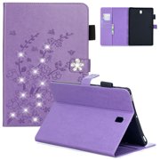 Galaxy Tab S4 10.5" Case, Samsung Galaxy Tab S4 10.5" SM-T830 SM-T835 SM-T837 2018 Release Cover, Allytech 3D Plum Blossom Series PU Leather Multi-Card Slots Wallet Case with Kickstand, Purple