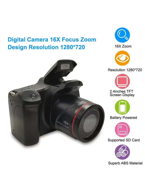 Digital Camera 16X F-ocus Zoom Design Resolution 1280*720 Supported S D Card 4 * AA Batter-y Powered Operated for Photos Taking S-tudio