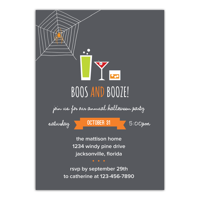 Personalized Halloween Invitation - Boos and Booze - 5 x 7 Flat