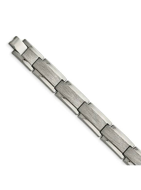 Primal Steel Tungsten Polished and Satin 8.25 Inch Bracelet