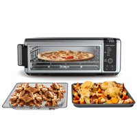 The Ninja Foodi Digital Air Fry Oven in Black and Silver, Convection Oven, Toaster, Air Fryer, Flip-Away for Storage, 1800 watts, Stainless Steel, SP100