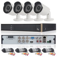 DID 4CH AHD 720P CCTV Camera Security System with 4 pcs IP Outdoor IR Night Vision Home Security Camera System White (Wireless Supporting iPhone & Android)