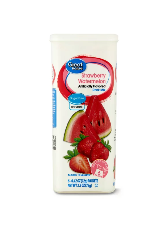 Great Value Sugar-Free Drink Mix, Strawberry Watermelon, 0.42oOz, 6 Ct