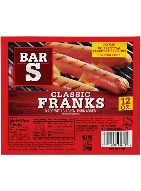 Bar S Classic Franks, 12 oz, 8 Count