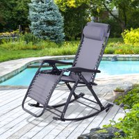 Folding Rocking Chair with Cup Holder - Grey