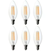 6 Pack Bioluz LED 40W Candelabra Bulb B Type C Type E12 Small Base High Efficiency LED Candle Bulbs UL Listed