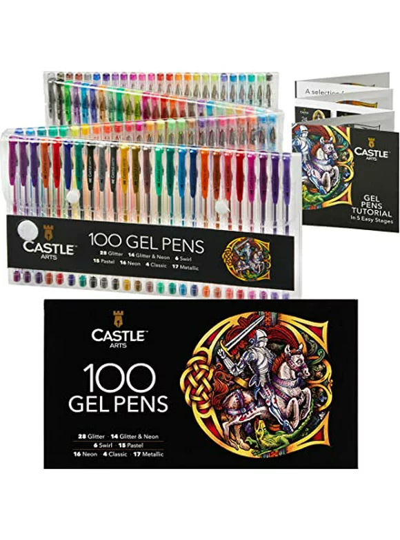 Castle Art Supplies 100 Gel Pens Set with Case for Adults Artists and Kids