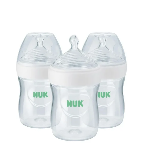 NUK Simply Natural Bottle with SafeTemp, 5 oz, 3 Pack, 0  Months, Unisex, Clear