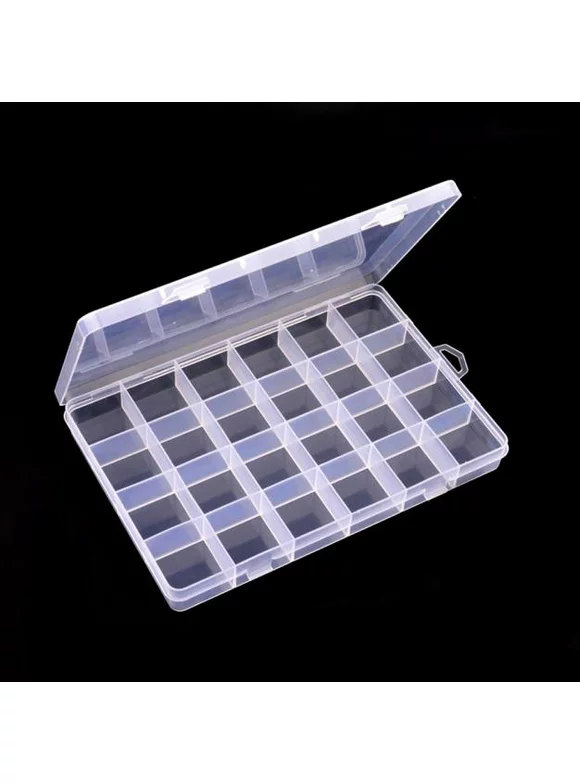 aoksee Home Organization And Storage Plastic 24 Slots Adjustable Jewelry Storage Box Case Craft Organizer Beads Clear,Holiday Gifts On Clearance