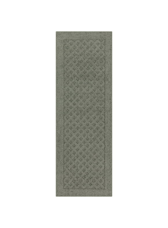 Mainstays Dylan Solid Diamond Traditional Pewter Gray Runner Rug, 1'9" x 5'