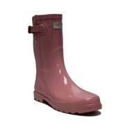 Waterproof Rain Boots Women Pink Mid-Calf Rubber Rain Shoes Non-Slip Work Shoes