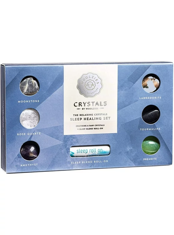Crystals | The Relaxing Chakra Crystals Sleep Healing Set Contains 6 Raw Crystals + Sleep Blend Roll-on Blend.