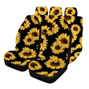 5 Seat Sunflower Car Seat Covers Four Seasons Universal Car Seat Protector Full Set Front And Rear Bench Back Seat Cover Easy To Install Fit For Cars Auto Truck Van SUV