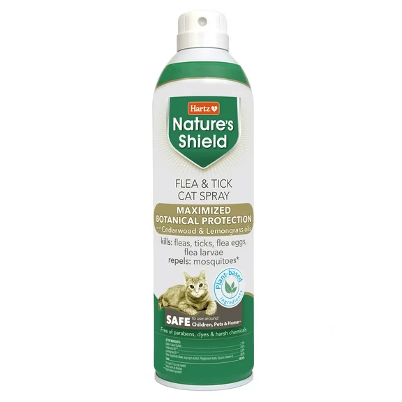 Hartz Nature's Shield Flea and Tick Cat Spray with Cedarwood and Lemongrass Oils, 14oz