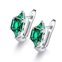 Peermont Princess Cut Green Emerald Earrings with English Lock Closures