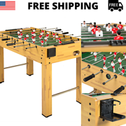 Multi Game Table, 3-in-1 48" Combo Game Table w/ Soccer, Billiard, Slide Hockey, Wood Foosball Table, Perfect for Game Rooms, Arcades, Bars, Parties, Family Night