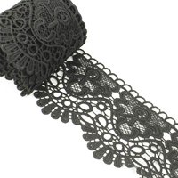 Crown Embroidery Lace Trim, Sewing Lace Ribbon for Bridal Dress Curtain DIY Craft Supply Fabric,3 Yards Width 3.5 Inch (Black)