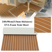 35.4'' x 94.5'' Marine Boat Sheet Teak Decking Boat Flooring Mats Yacht Flooring EVA Foam Floor Sheet Non-Skid Self-Adhesive Sea Deck, 5.5mm Thickness